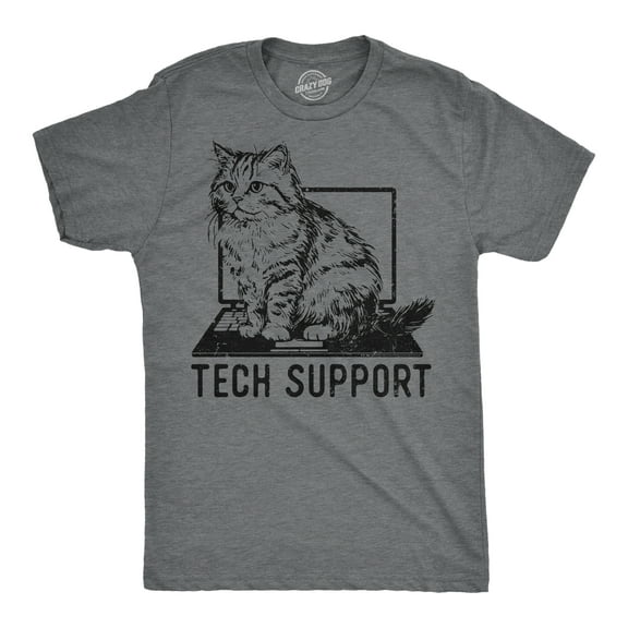 Mens Tech Support Funny T Shirts Cute Kitten Graphic Tee for Men Graphic Tees