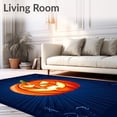 thumbnail image 2 of ODIKA 5'x7' Machine Washable Non-Slip Area Rug, Magical Fall Crochet Project Featuring Glowing Carved Squash Design High Traffic Rug with Pad, Orange, 738785, 2 of 8