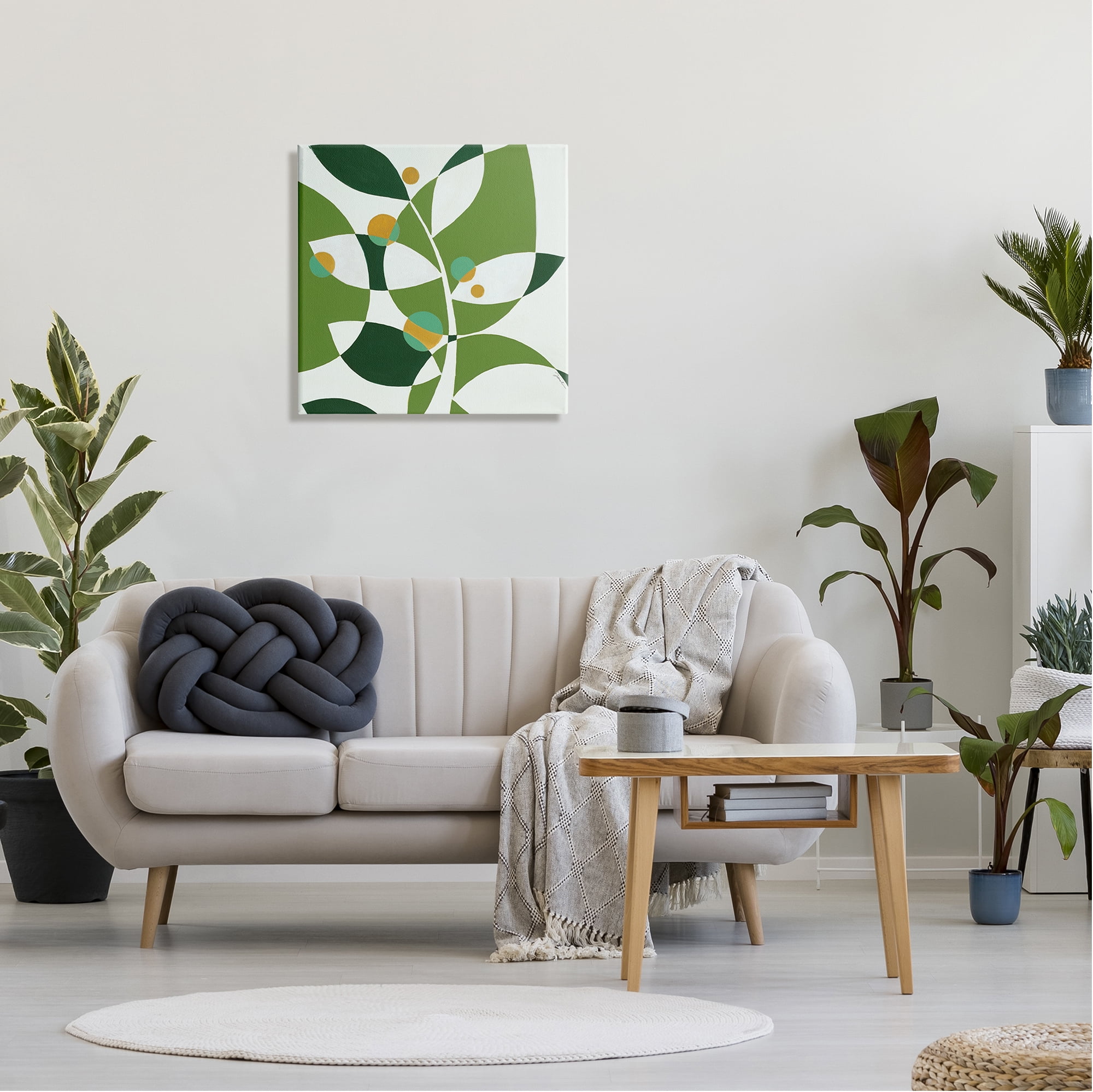 Stupell Industries Modern Green Leaf Abstraction Botanical & Floral Painting Gallery Wrapped Canvas Print Wall Art, 24 x 24