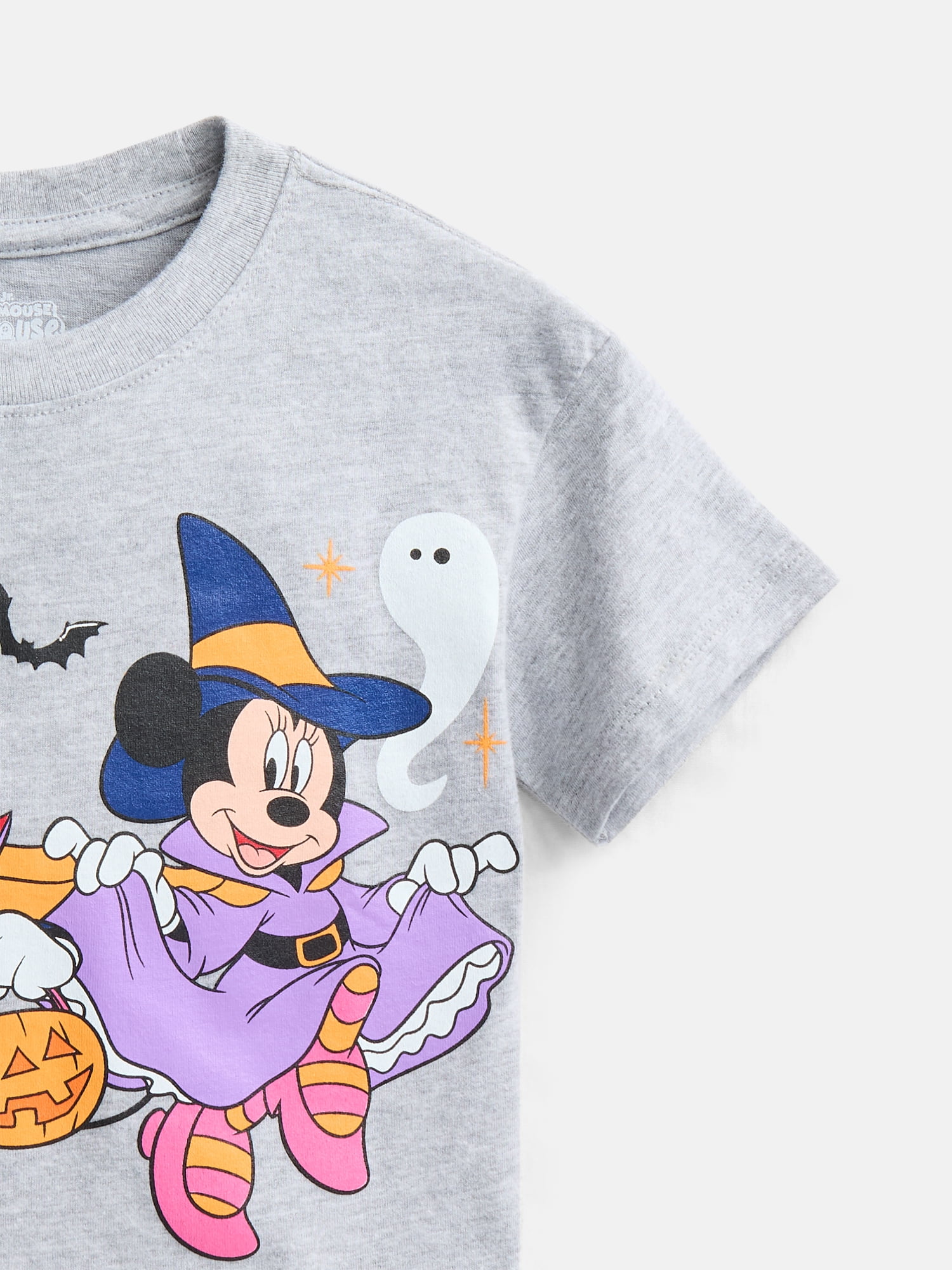 Mickey and Minnie Mouse Toddler Girls Halloween Crewneck Tee with Short Sleeves, Sizes 12M-5T