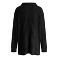 thumbnail image 5 of zaveiop Women Plus Size Casual Knit Sweater Lapel V Neck Solid Color Tops Lightweight Long Sleeve Blouses (Black, 4XL), 5 of 8