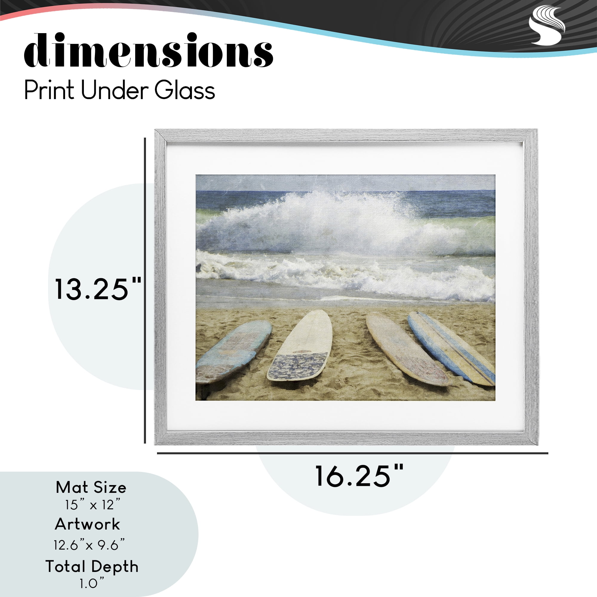Stupell Industries Surfboards At The Ready Gray Framed Print Under Glass, design by Grotto Studios