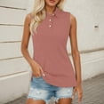 thumbnail image 2 of MIXUE Boho Tops For Women Summer Solid Color Lapel Button Down Sleeveless Sports Casual Vest Basic Pullover Shirts For Women T-shirts Outwear,Black,L, 2 of 5