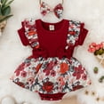 thumbnail image 2 of MAMOWEAR Baby Girl Outfits Summer Floral Romper Ruffle Suspender Shorts Jumpsuit with Headband Newborn Girl Clothes, 2 of 10