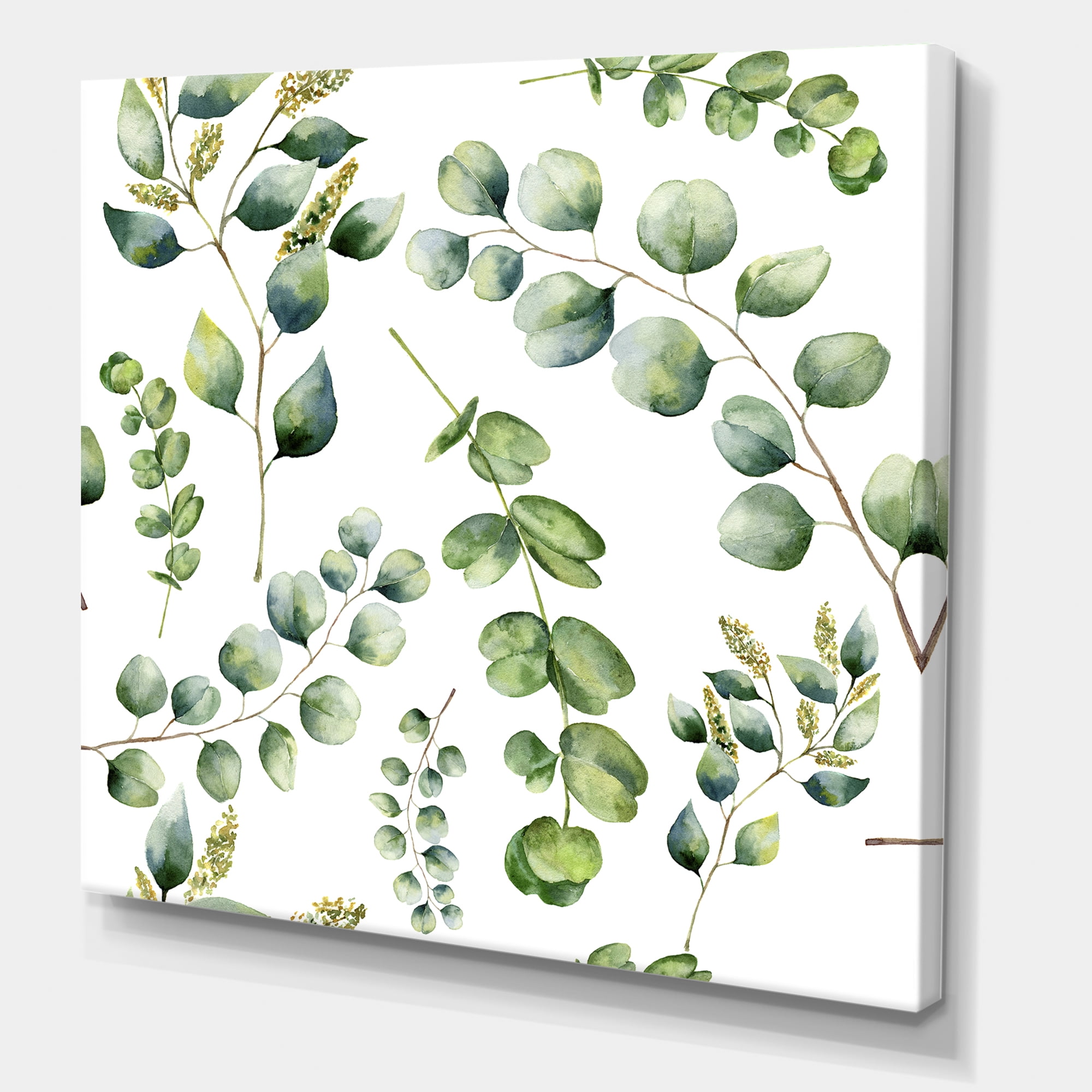 Designart ' Green Eucalyptus Plant Branches III ' Traditional Canvas Wall Art Print