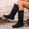thumbnail image 2 of Women's Extra Wide Calf Knee High Slouchy Boots, Wide Width Tall Boots with Flat Heel Side Zipper Black 9.5(43), 2 of 5