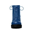 thumbnail image 2 of BLISSFUL STEP Women's Platform Chunky Heels Combat Boots Blue 6, 2 of 7