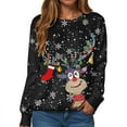 thumbnail image 5 of larppty Womens Long Sleeve Christmas Sweatshirt Casual Crew Neck Cute Xmas Graphic Pullover Tops Lightweight Loose Fit Sweater 2025 Fall Outfit (Black, L), 5 of 6