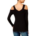 thumbnail image 2 of Hooked Up by IOT Womens Juniors Fitted Cold Shoulder Pullover Sweater, 2 of 2