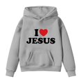 thumbnail image 3 of Love Like Jesus Hoodies for Girls Sweatshirt Letter Graphic Cute Sweatshirts Casual Loose Fall Clothes, Size 3 Years, 3 of 3