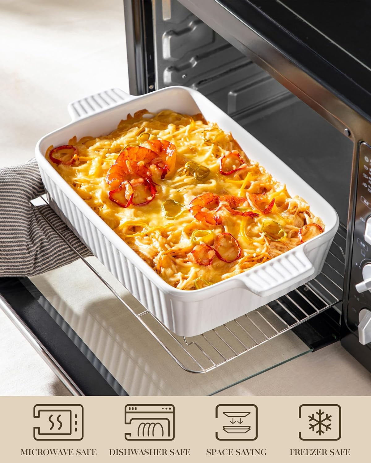 4.4 QT Baking Dish, 9x13 Large Casserole Dish for Oven, Ceramic