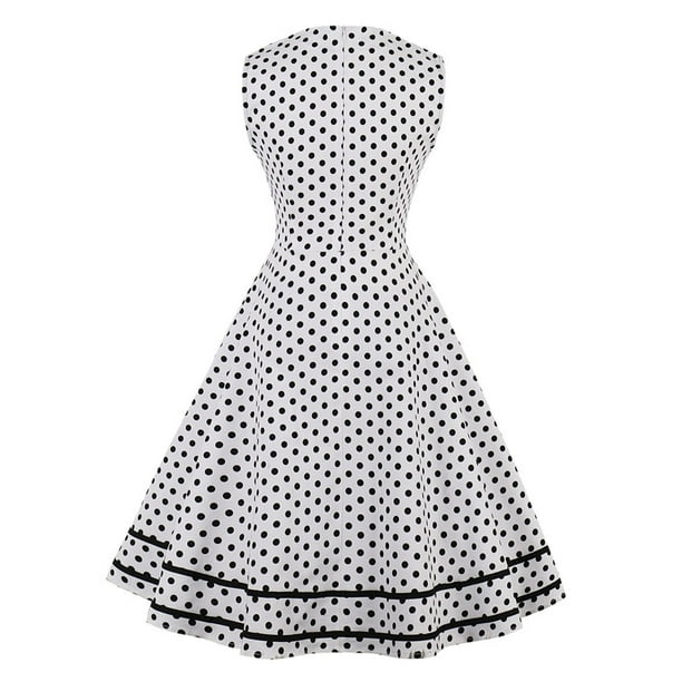 Pejock Women's Vintage Dress Polka Dot 1950s Retro Prom Midi Dress