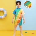 thumbnail image 3 of Traje de baño de una pieza con dibujos animados para niños, pantalones cortos de manga corta para niños, traje de baño conservador para bebés, 3 of 5