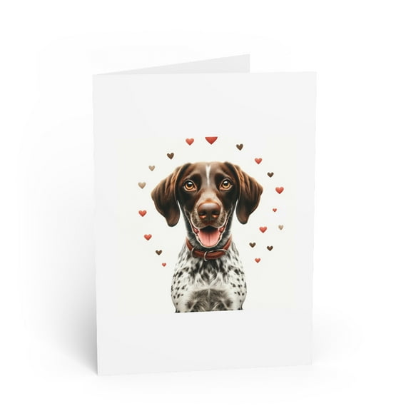 DistinctInk Greeting Card / Note Card - Valentine's Day German Shorthaired Pointer - PACK of 1