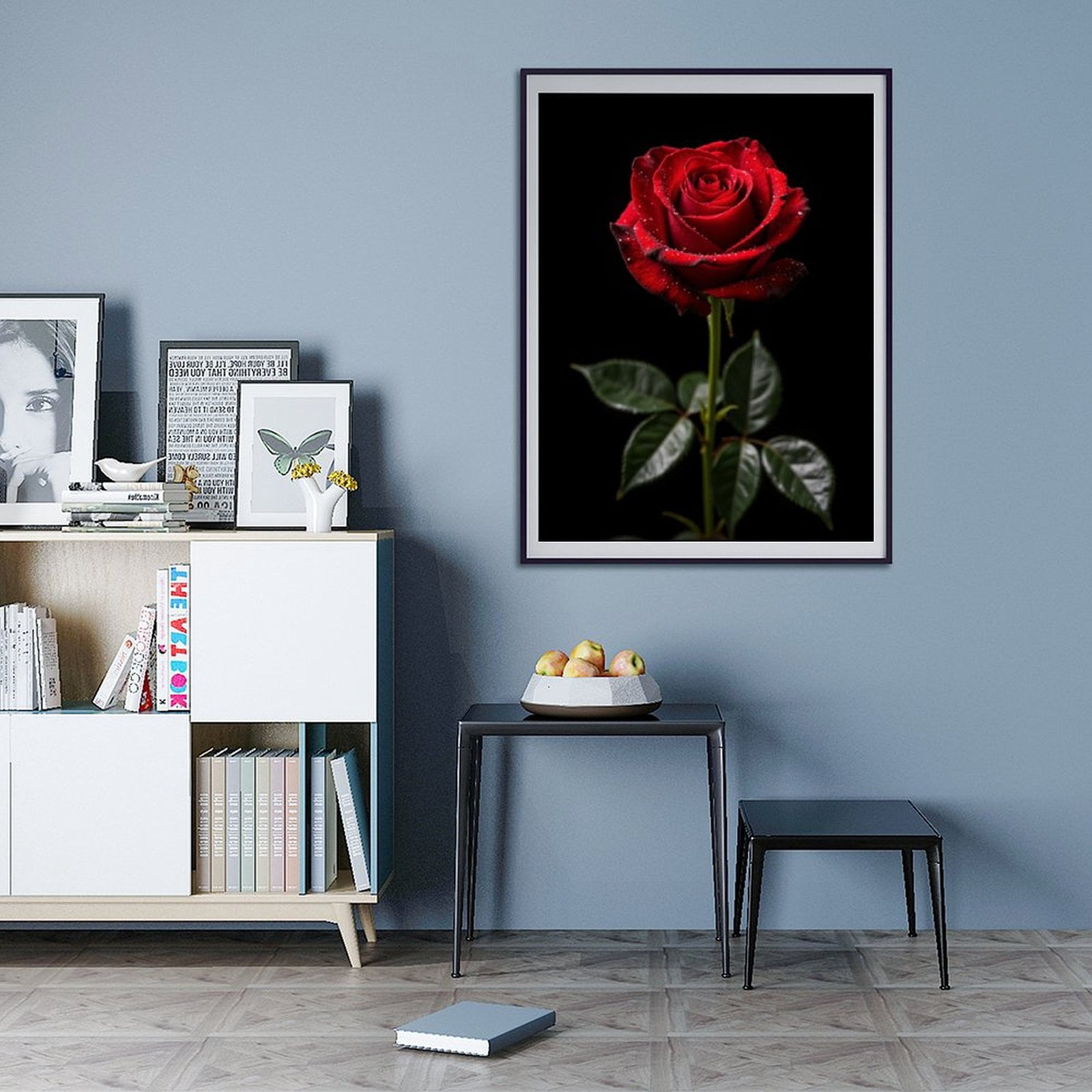 Diamond Art Kit for Adults, Red Rose With Dewdrops Diamond Painting for Adults Beginners, DIY Diamond Art Painting Kits, 5D Diamond Painting Crafts for Home Decor 12x16 Frameless