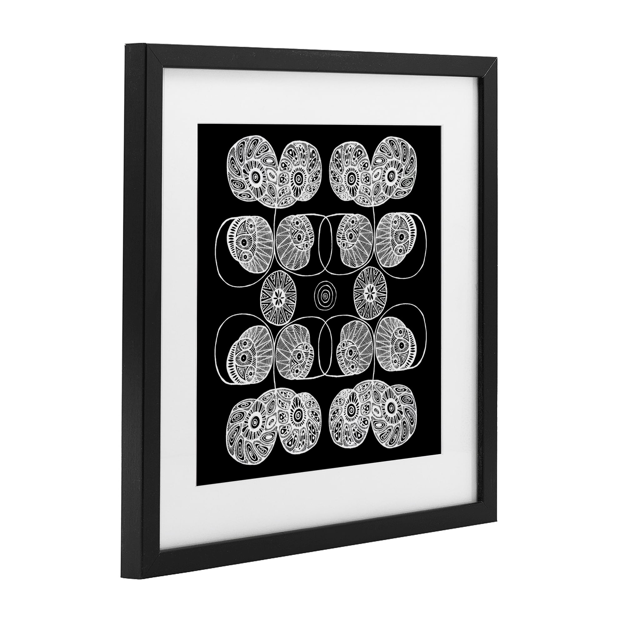 Stupell Industries Detailed Rounded Elementals Black Framed Print Under Glass, design by El Perkin