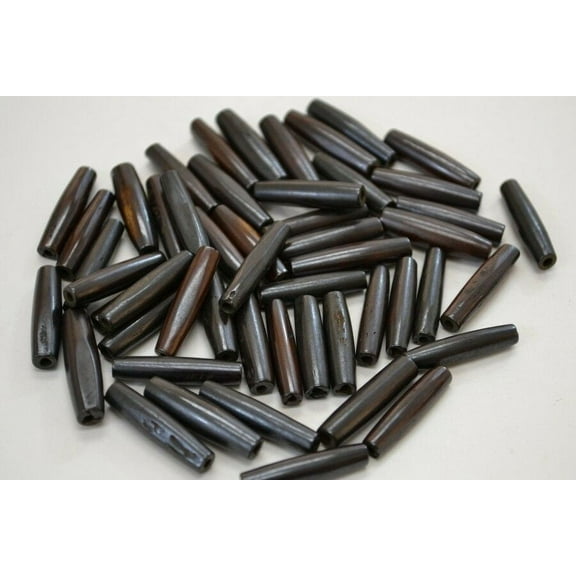100 Pcs Chocolate Brown Buffalo Bone Hairpipe Tube Beads 1"