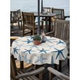 thumbnail image 2 of Outdoor Tablecloth with Umbrella Hole for Patio/Picnic/Party/Camping, Navy Blue Starfish Waterproof Table Cloth Round Cover Washable, Coastal Summer Beach Ocean Rustic (Dia 60"), 2 of 8