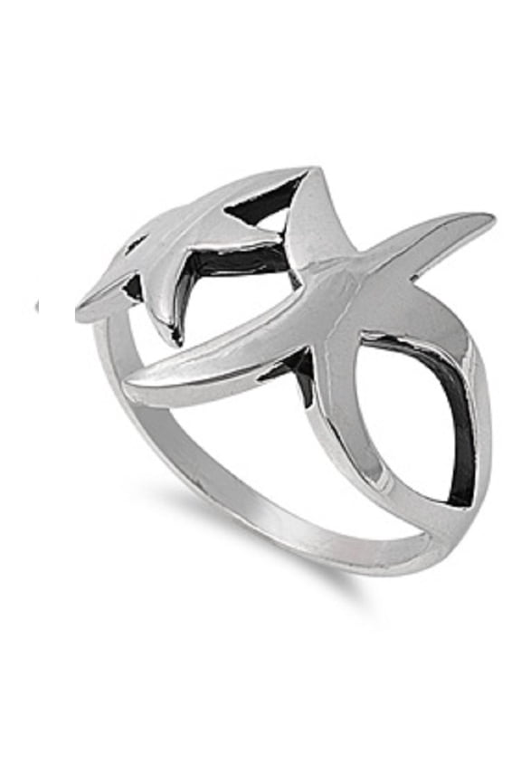 925 Sterling Silver Best Friends Forever Starfish Ring Size 9