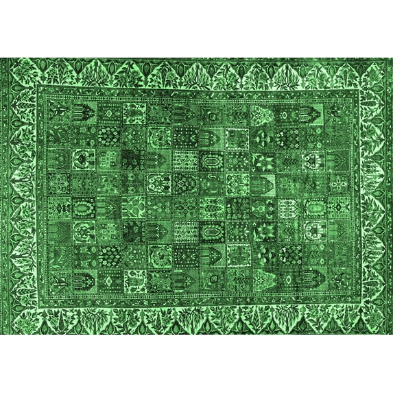 Ahgly Company Indoor Rectangle Persian Emerald Green Traditional Area Rugs, 2' x 5'