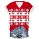 thumbnail image 2 of Puntoco Blusa de manga corta con cuello en V y estampado liso para mujer, estilo casual, para verano, 2 of 3