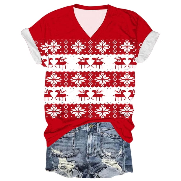 Blusas de Manga Corta para las Mujeres Causal Cuello en V Camiseta Sólida, Blusas de Verano de las Mujeres para el Hogar Y Diario