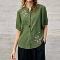 thumbnail image 2 of Shirts Tops for Women Solid Color V Neck Embroidered Casual Tank Top, 2 of 5