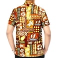 thumbnail image 6 of HAPPY BAY Men's Hawaiian Shirts Short Sleeve Button Down Shirt Floral Shirt Men Boho Holiday Casual Summer Beach Shirts for Men Funny M Geometric, Autumn Brown, 6 of 6