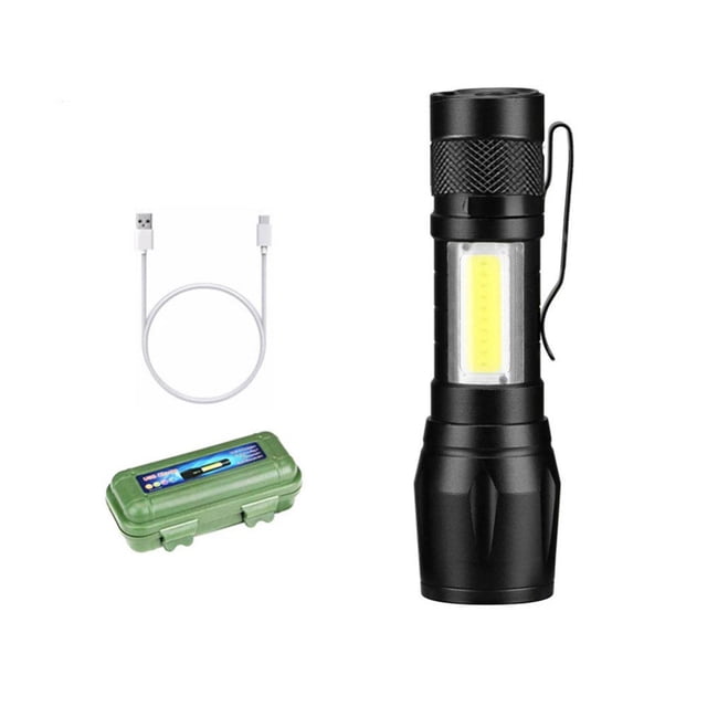 EIMELI 2 Pack USB Rechargeable Flashlight Small Flashlights Powerful with COB Sidelight Super Bright LED Flashlights Waterproof Pocket Flashlight for Outdoor Camping