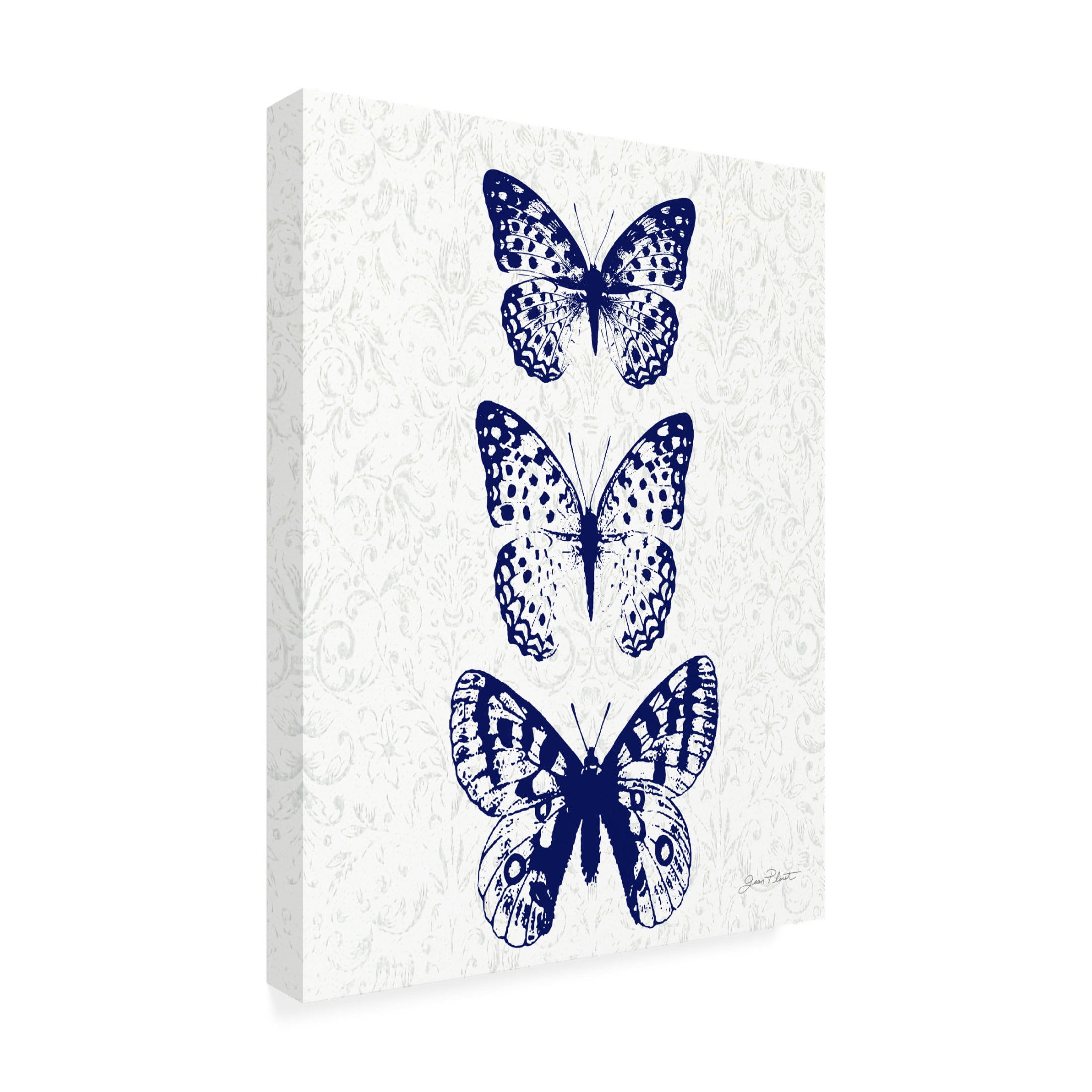 Canvas Wall Art - Jean Plout 'Indigo Butterfly Study A' Wall Art for Living Room, Bedroom, or Office Décor by Trademark Fine Art - 14 x 19 Inches