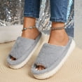 thumbnail image 6 of House Slippers for Woman Flat Heel Open Toe Casual Home Indoor Outdoor Slides Slippers Winter Fleece-Lined Shoes for Women Gray 6.5, 6 of 8