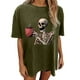 thumbnail image 1 of Blusa de manga corta con diseño de calavera y esqueleto de manga caída vintage para mujer Pompotops hfajkhk127979, 1 of 9