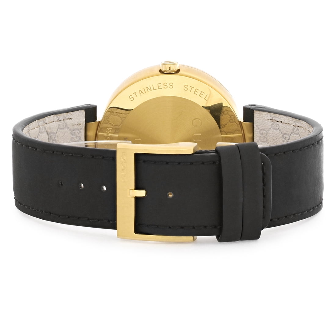 Gucci 133 Interlocking G Men's Gold-Tone Black Strap Swiss Quartz