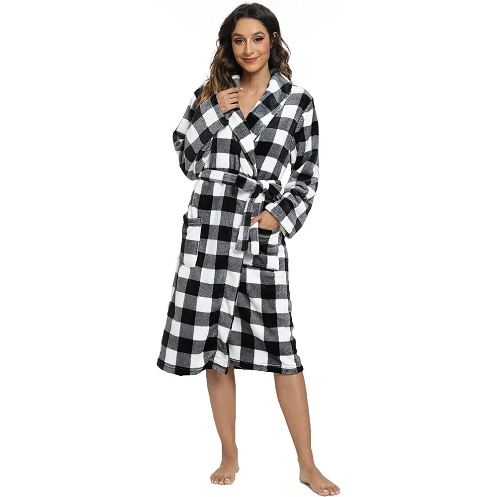 HEARTNICE Fleece Robes, Kimono Long Bathrobe for Womens Soft House Coat