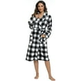 thumbnail image 1 of HEARTNICE Fleece Robes, Kimono Long Bathrobe for Womens Soft House Coat,(Buffalo Plaid-White 2XL-3XL), 1 of 6