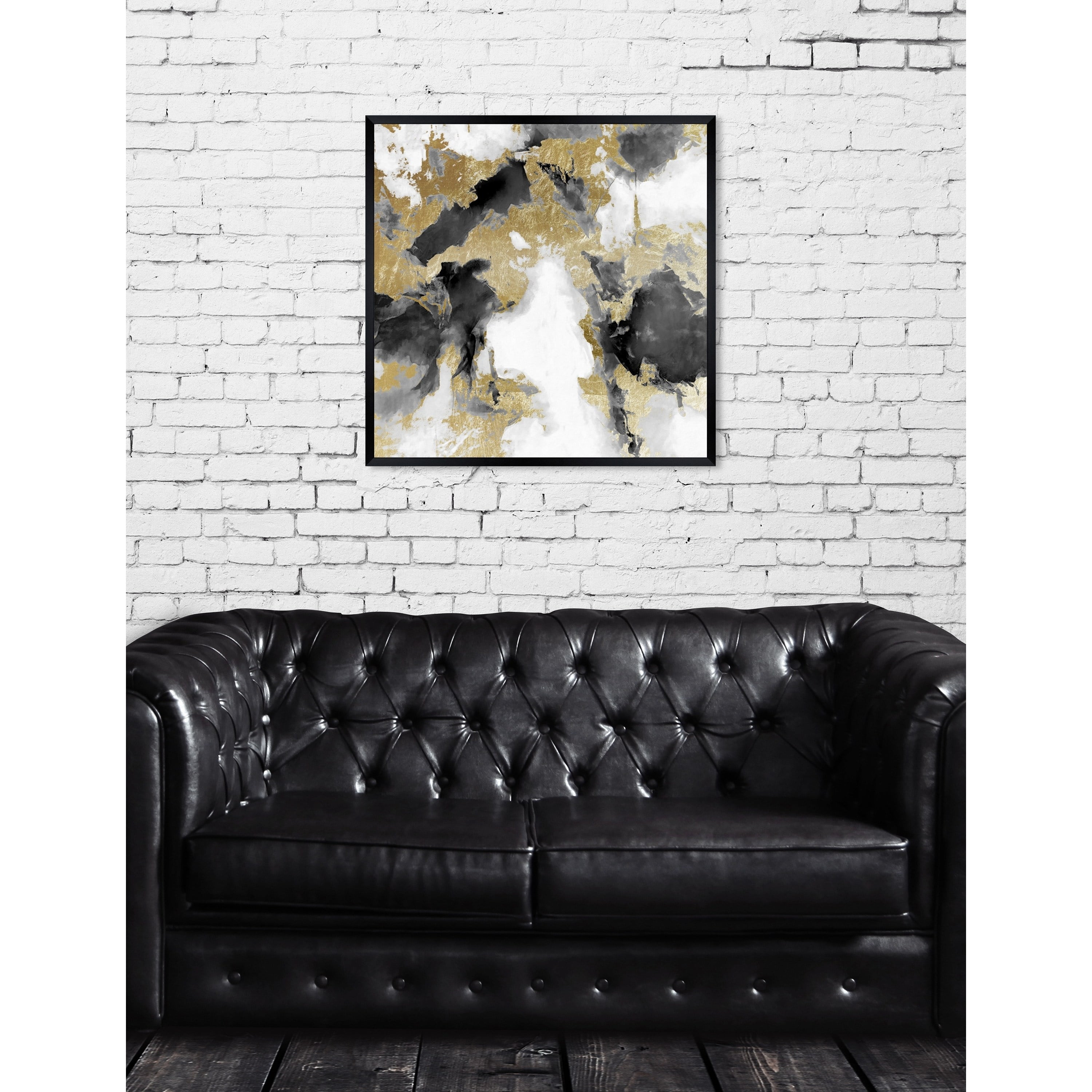 Oliver Gal Explosive Shade White And Gold Abstract Framed Wall Art Print Black Gold Walmart Com Walmart Com