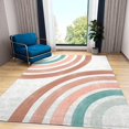 thumbnail image 4 of Retro Modern Boho Abstract Area Rugs, Mid Century Geometric Rainbow Bedroom Rug, Comfortable Soft with Non-Slip Backing Ideal for Living Room Boy Girl Dining Room Study Decor 4 x 6ft, 4 of 7