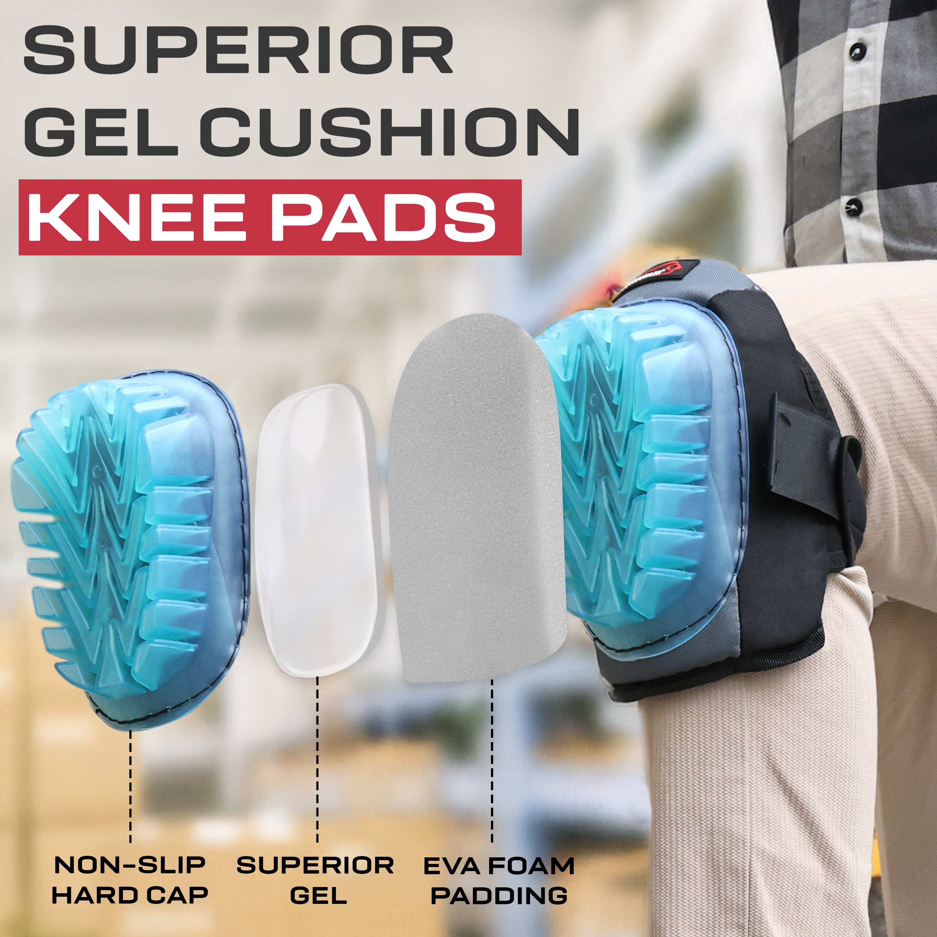 Safe Handler Professional Knee Pads with Superior Gel Cushion, Non-Marring, Blue, Heavy Duty Knee Protector