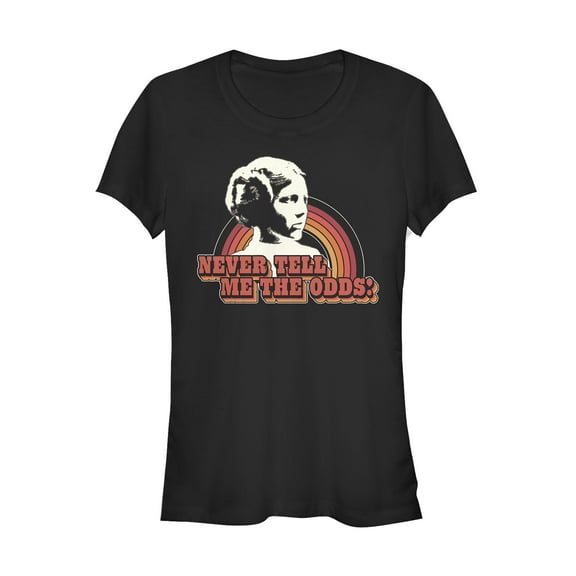 Junior's Star Wars Leia Never Tell Me the Odds  Graphic Tee Black Medium