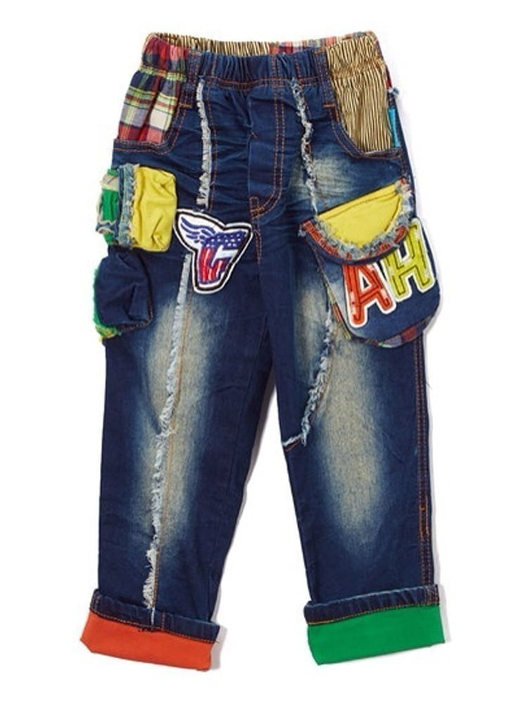 jeans with colorful patches