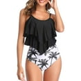thumbnail image 5 of TIHLMK Beachwear Set for Women Women High Waisted Swimsuit Two Piece Ruffled Flounce Top with Ruched Bottom, 5 of 5