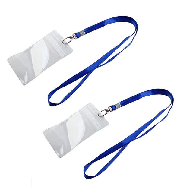 Unique Bargains Porte-Carte d'Identité avec Sangle de Cou Bleue, Lot de 2