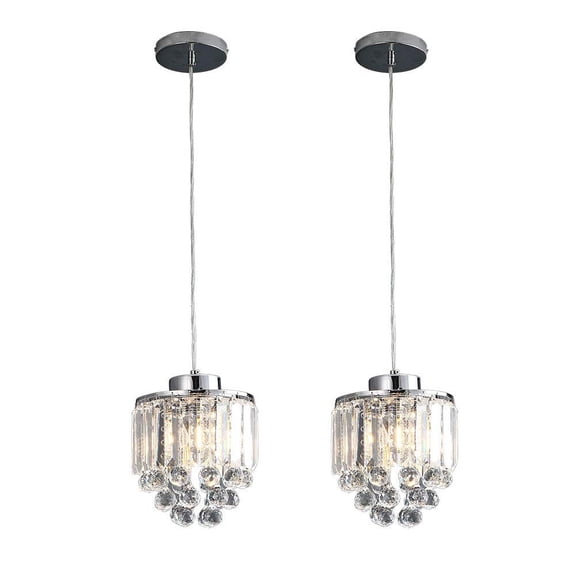 2pcs Modern Crystal Pendant Chandelier Fixture Kitchen Island Light Hanging Lamp