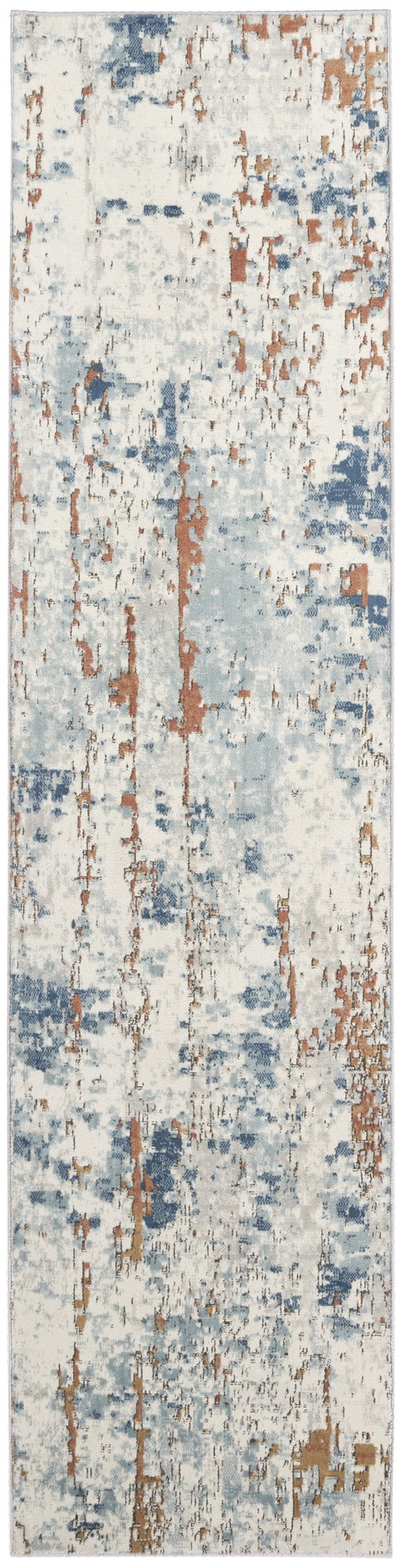 Nourison Concerto Abstract Beige Blue Rust 2'2" x 7'6" Area Rug, (2x8)