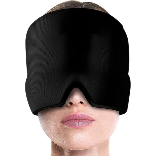 1 gorro para aliviar el dolor de cabeza, gorro para aliviar la migraña con terapia de frío portátil, máscara para ojos cómoda y elástica con paquete de hielo para ojos hinchados, alivio de la tensión y el estrés oso de fresa Electrónica
