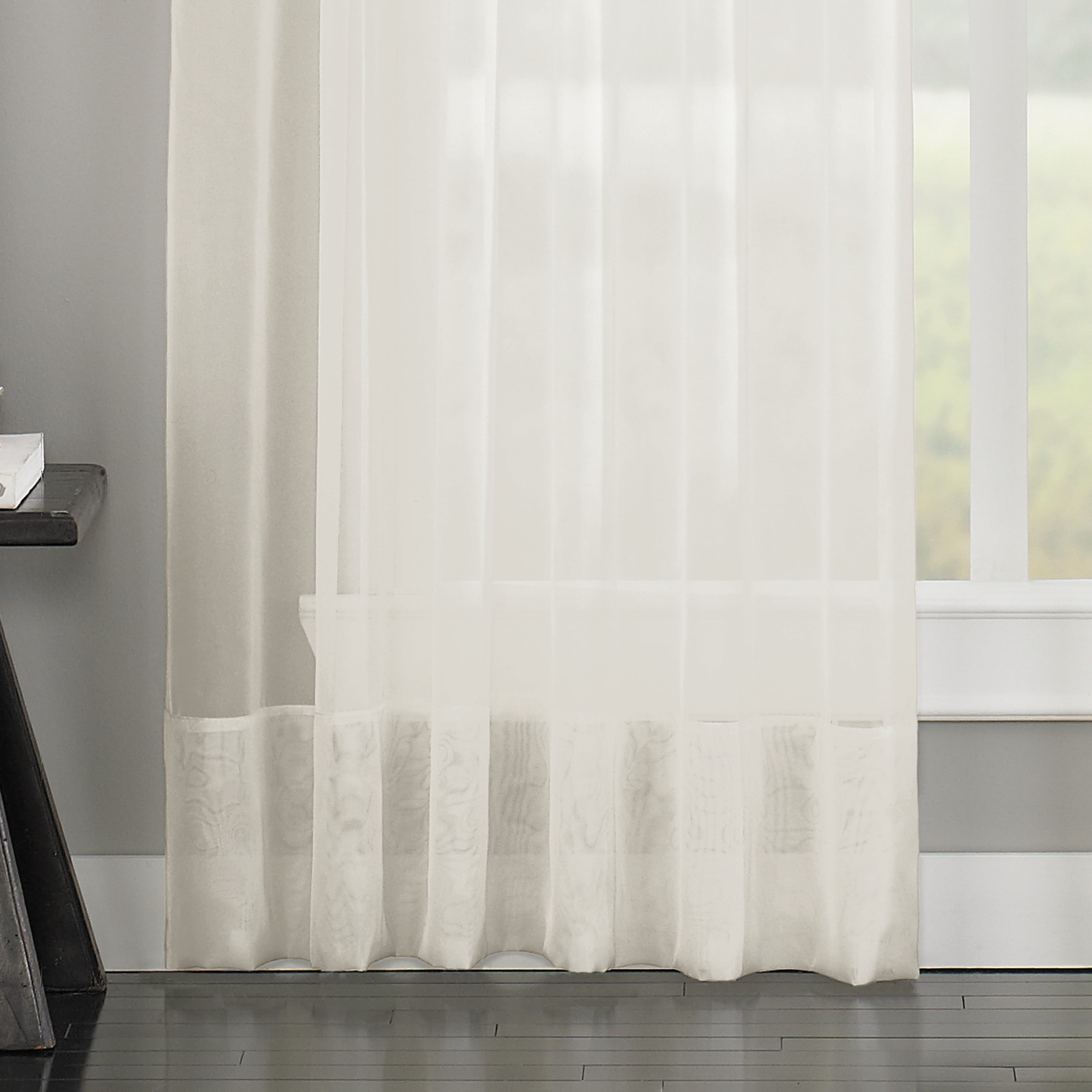 Curtainworks Soho Voile Indoor Curtain, Polyester Sheer Pinch Pleat Single Panel, Oyster, 29" x 108"
