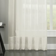 Curtainworks Soho Voile Indoor Curtain, Polyester Sheer Pinch Pleat Single Panel, Oyster, 29 x 84