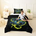 thumbnail image 4 of Homewish Traditional Dragon Twin Comforter Sets,Retro Animal Bedding Set,Yellow Blue,Black Reversible,2 Pieces,1 Comforter and 1 Pillowcase, 4 of 7