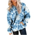 thumbnail image 6 of CFLVAEK Tie Dye Hoodies for Women Oversized Long Sleeve Pullover Tops Casual Drawstring Hooded Sweatshirts Fall Fashion Clothes with Pockets Light Blue S, 6 of 8