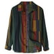 thumbnail image 2 of Moda hombre manga larga cárdigan botón blusa rayas patchwork camisas tops Fridja po4816, 2 of 6